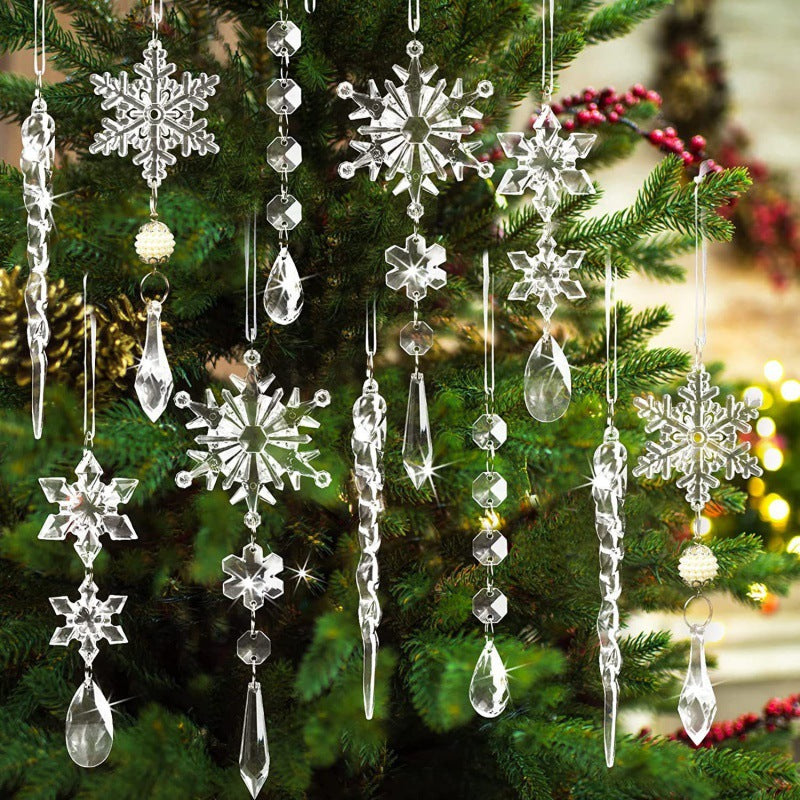 Ice Transparent Snowflake Icicle Set